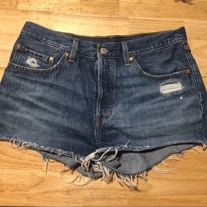 Levi Strauss 501 distressed denim shorts